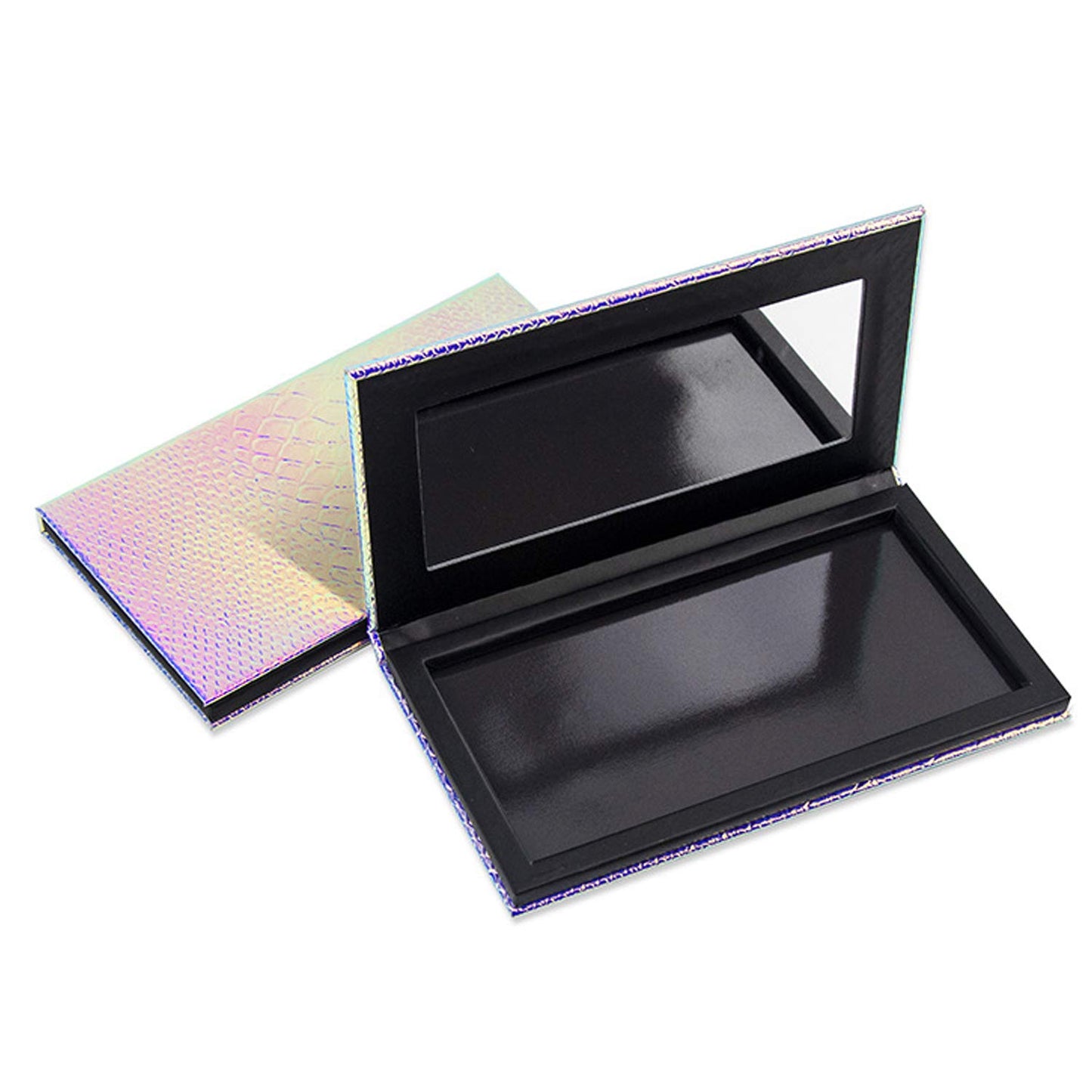 Makeup Palette With Mirror, Empty Eyeshadow Makeup Box Cosmetics Palette Fish Scale DIY Storage Tray Box Holder