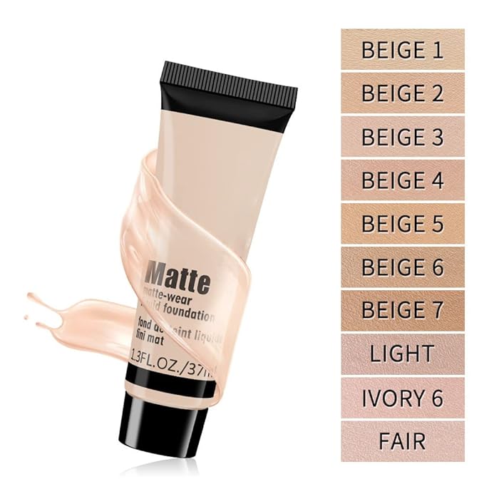 1 Pack Liquid Foundation Cream for Face Makeup,Durable Full Coverage Matte Concealer Make Up,Oil Control & Waterproof Base Primer -1 Fl.Oz (BEIGE 3#)