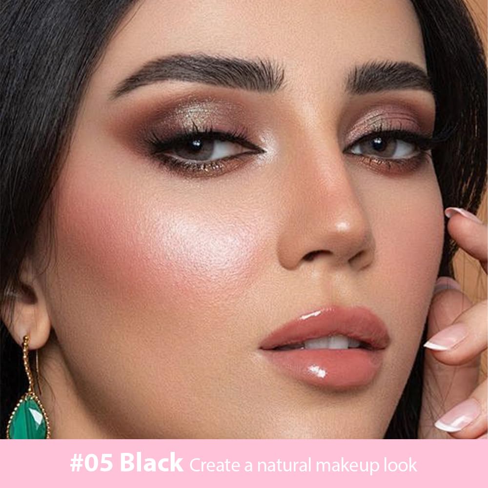 evpct 1Pcs Black Magic Microblading Eyebrow Contouring Pen Brow Pencil, with 4 Brush Micro-Fork-Tips Precise Applicator, with Dual-ended Eyebrow Brush, Hair Like Strokes, Natural Looking Brows