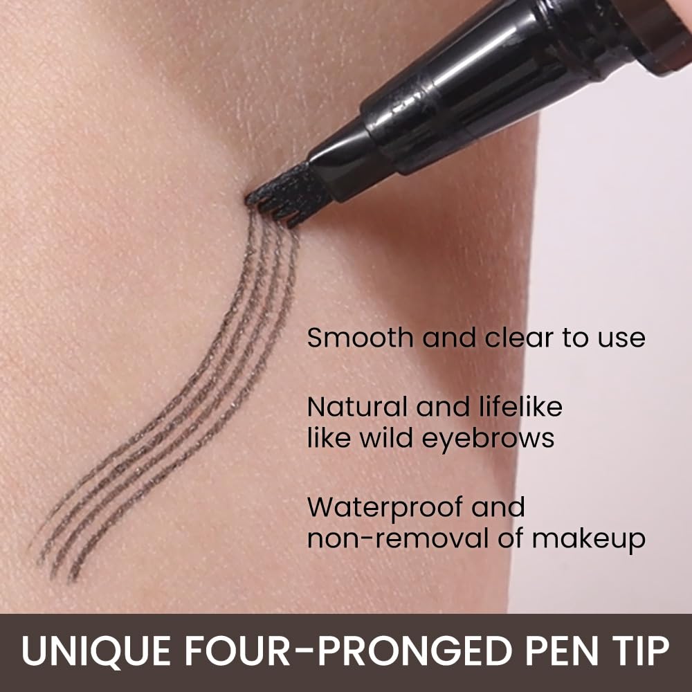 Eyebrow Ink Pencil by Brow Stylist -Micro 4 Point Brow Pen Lift & Snatch Eyebrow Pen Kits,Long-Lasting Waterproof Natural Eyebrow Hair (B-1Pc 04# Gray)