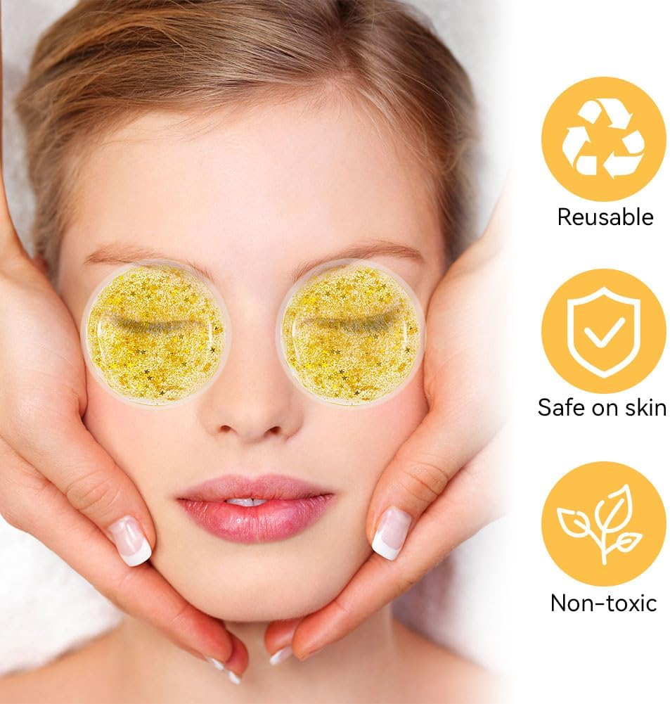 Reusable Eye Patches 6 Pairs, Silicone Under Eye Patches and Gel Eye Pads Cold Warm Eye Compress for Reduce Puffiness Circles Wrinkle Cooling Eye Mask Ice Packs