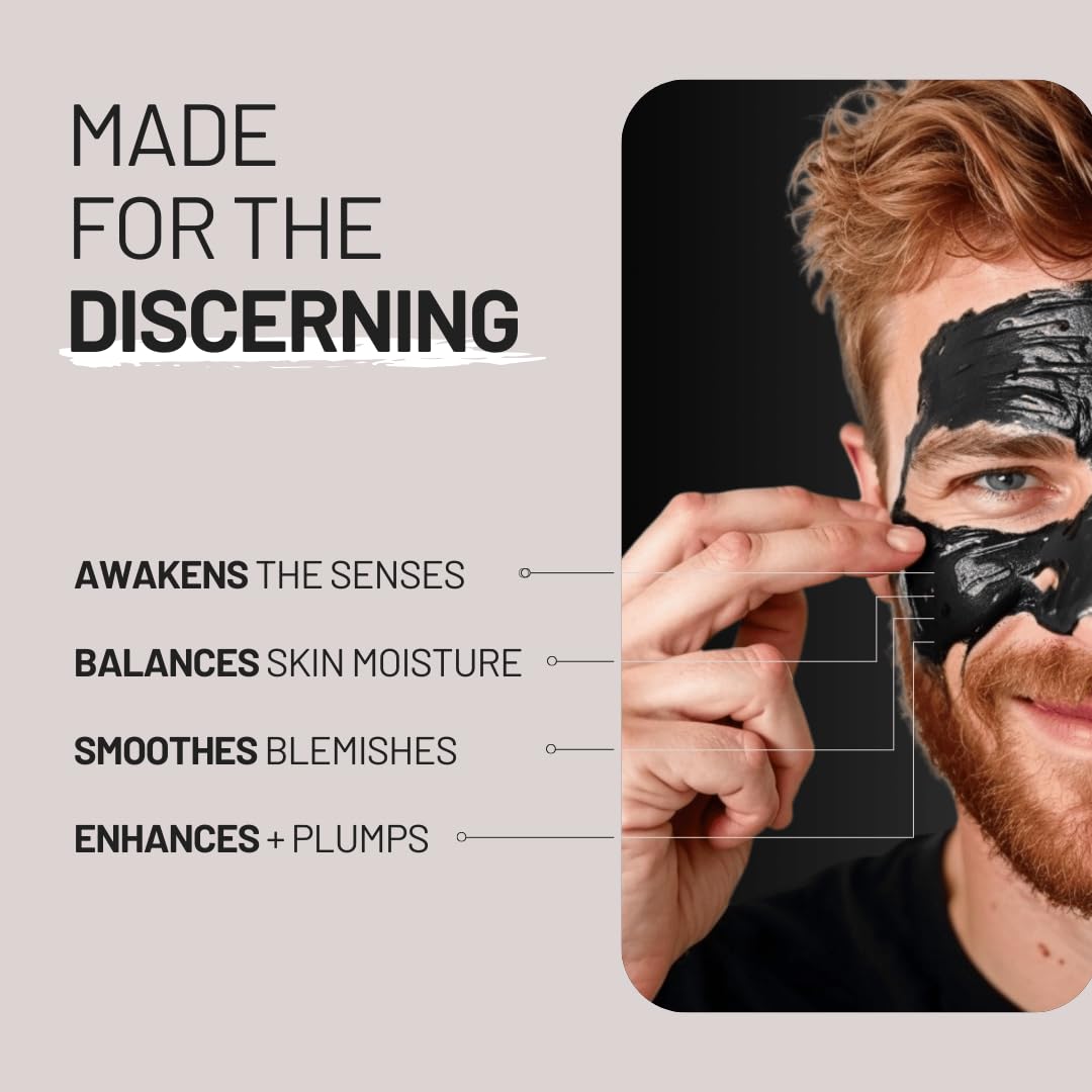 Black Oud Charcoal Men’s Face Scrub & Mask – Deep Cleansing Exfoliating Clay Face Wash with Activated Charcoal, Salicylic Acid & Hyaluronic Acid – Clears Pores & Revives Skin – 50ml