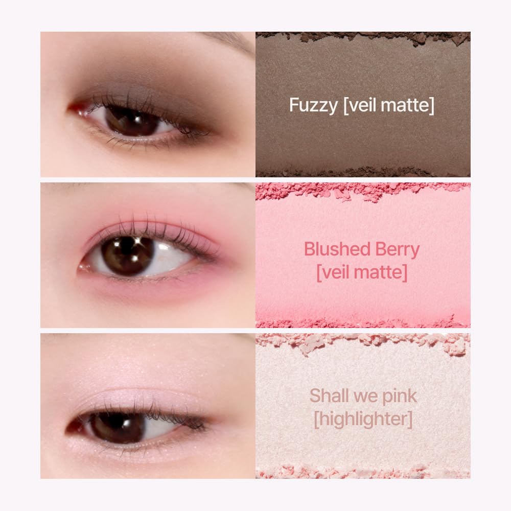 Espoir Real Eye Palette All New #5 Hushed Cherry 0.17 oz | Multi-Use Long-Lasting Blendable 8 Colors Natural Glitter Soft veil matte Makeup Eyeshadow Palette for Various Makeup Looks | Korean Makeup