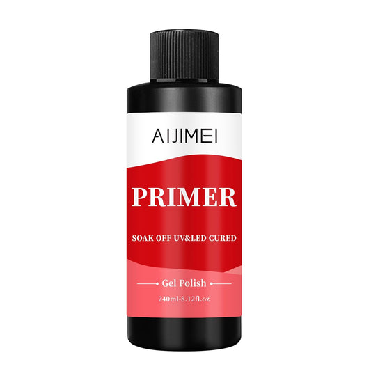 AIJIMEI 240ml Rapid-Dry Nail Primer, Nail Primer for Stronger Nails Enhances Adhesion & Shine Primer for Nail, Sensitive Skin Nail Care Compatible with All Polishes Nail Art 8 Fl Oz