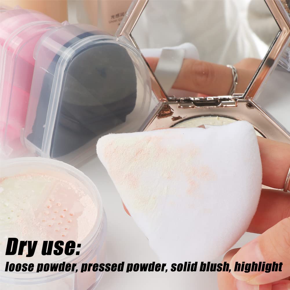 Ocim 10Pcs Triangle Powder Puffs for Face Powder,Soft Velour Triangular Beauty Puff,Makeup Pressed,Baking & Setting Powder Sponge Applicator Pads with Case,Black