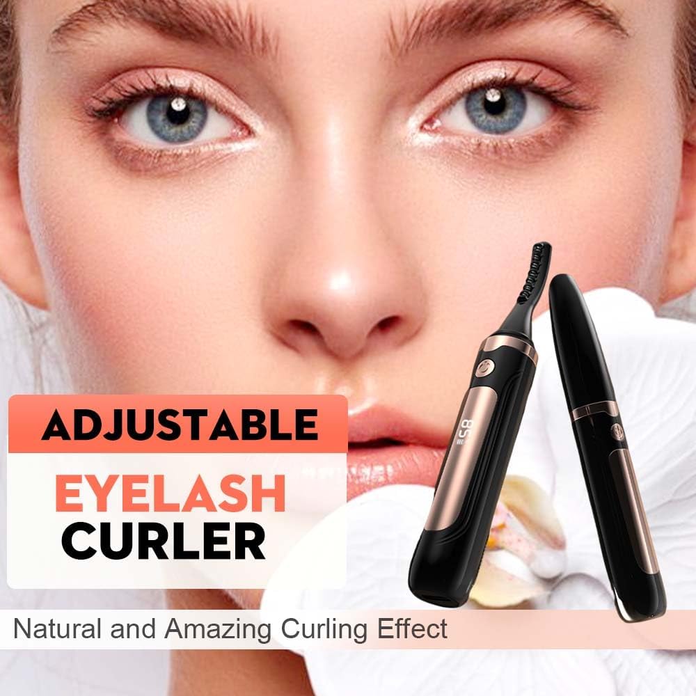 Heated Eyelash Curler, 2025 New Electric Eyelash Curler, Portable USB Type-C Makeup Tools for Travel,Women (Black*2)