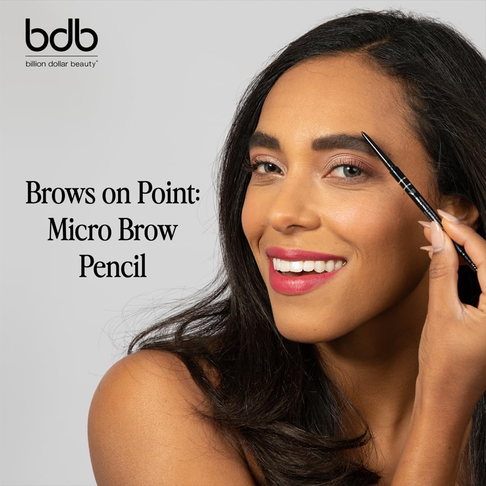 bdb Brows on Point Micro Brow Pencil - Precision Tip & Spoolie, Waterproof, Define Shape & Fill Brows, Black Raven, 3-Pack