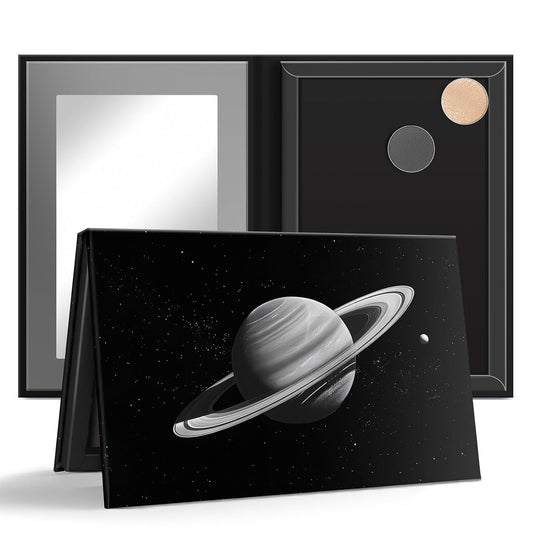 Magnetic Empty Eyeshadow Palette, Makeup Pans Organizer With Mirror Inside, 3D Frosted Finish Art Paper Palette (Cosmic Mystery)