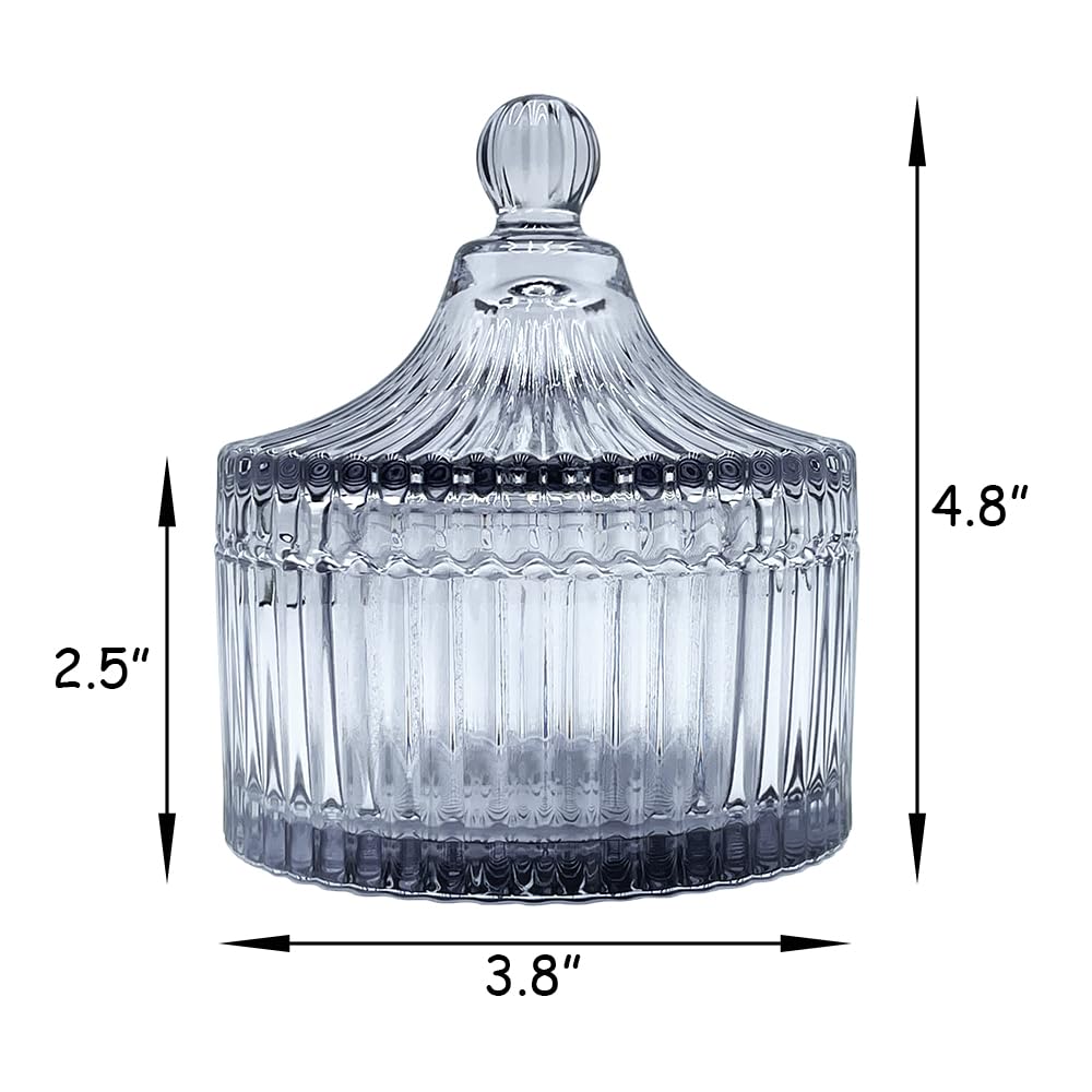 Ultra Soft Powder Puff and Container 3.3" High Density Velvet Dusting Washable Reusable Powder Puff,Body Powder Puff and Glass Jar Holder Loose Powder Box with Puff for Face Makeup(Gray)