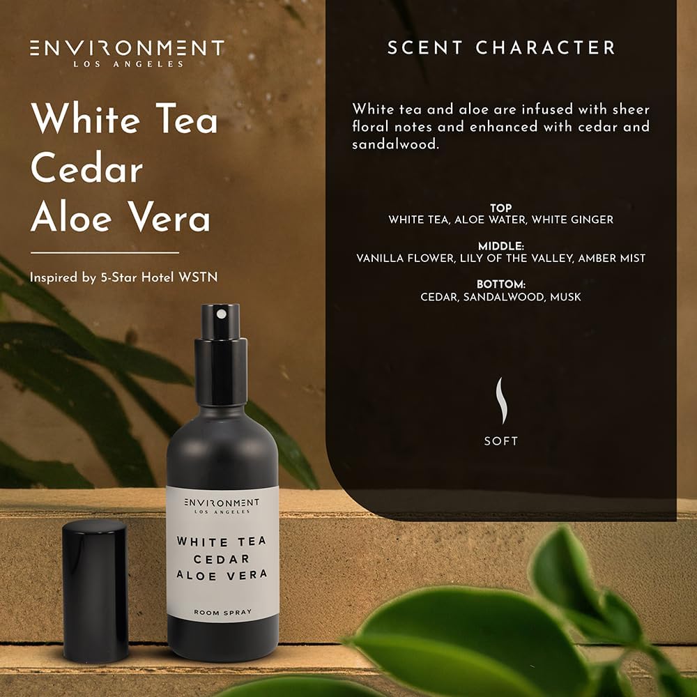 ENVIRONMENT Inspired by 5-Star Hotels WSTN Room Spray, 100ml Air Freshener (White Tea | Cedar | Aloe Vera) Home Fragrance Accessories, Room Perfume, Room Deodorizer, Vegan & Cruelty-Free