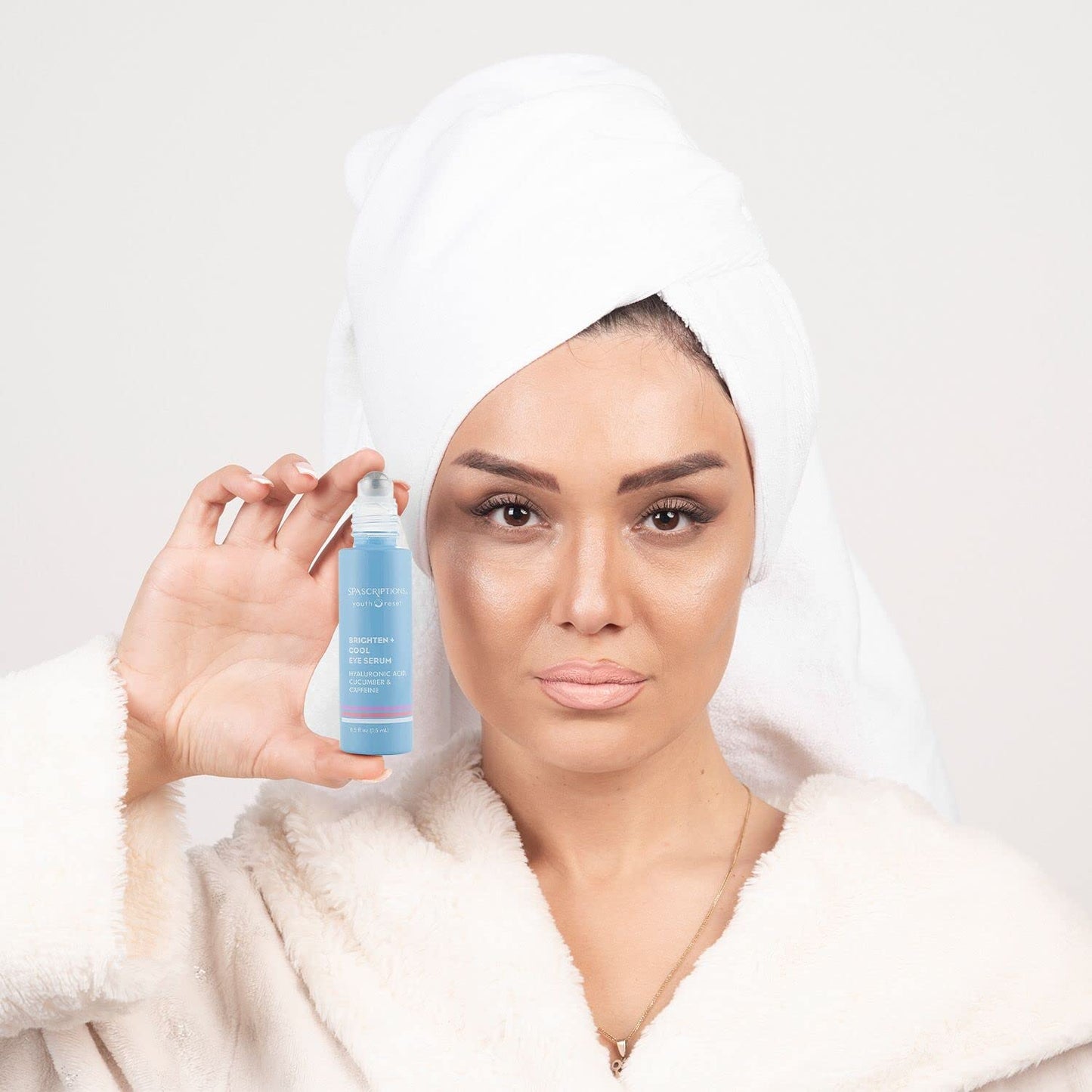 Brighten + Cool Eye Serum with Hyaluronic Acid, Cucumber & Caffeine to Depuff Eyes and Roller Ball Applicator to Improve Lymphatic Drainage - 0.5 fl oz