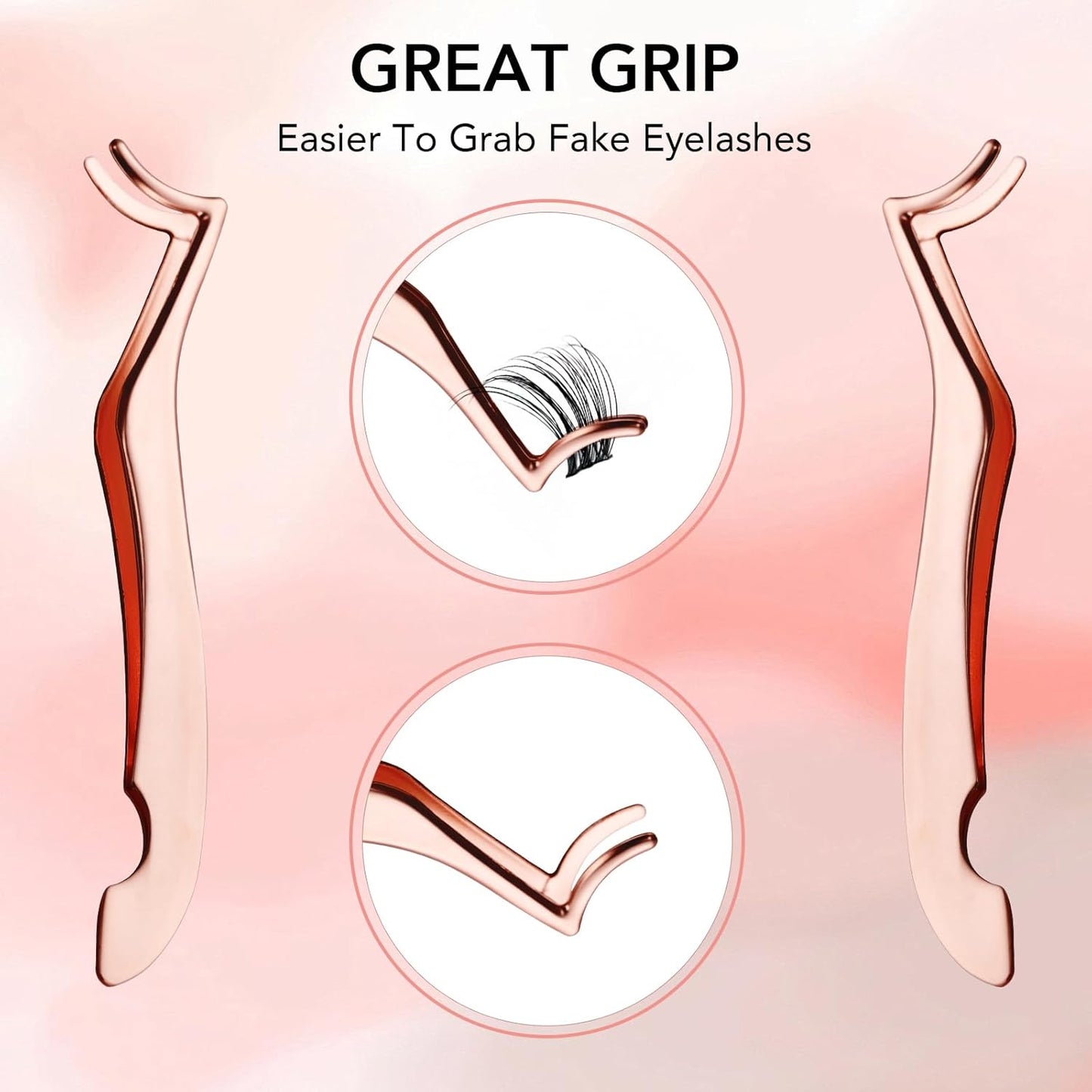 GOLLEE Eyelash Applicator Tool DIY Cluster Lash Tweezers Curved Eyelash Tweezers for Easy Lash Application and Removal, DIY Lash Applicator Tweezer Eyelash Clamper For Strip Lashes Clusters Lash