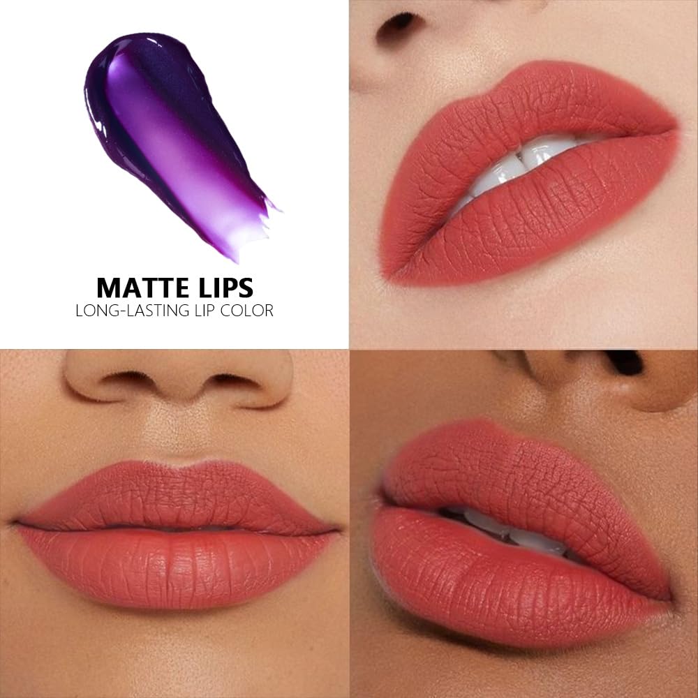 evpct Orange Red Peel Off Lip Stain Tints with Tweezer, Matte Liquid Lipstick Lip Stain Long Lasting Waterproof for Women, Non-stick Cup Lipstick Peel Off High Pigmented Smudge-proof Easy to Apply, 06