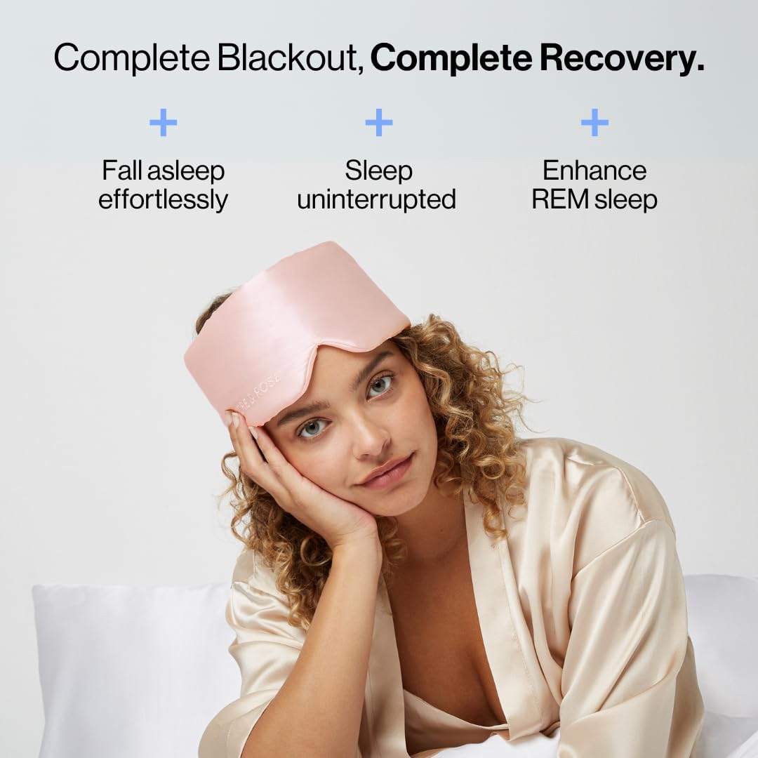 Dore & Rose Deep Sleep Mask Light Blocking, 23 Momme Mulberry Silk Eye Mask, Ultra Soft, Adjustable - Travel Sleeping Mask for Men & Women - Pink