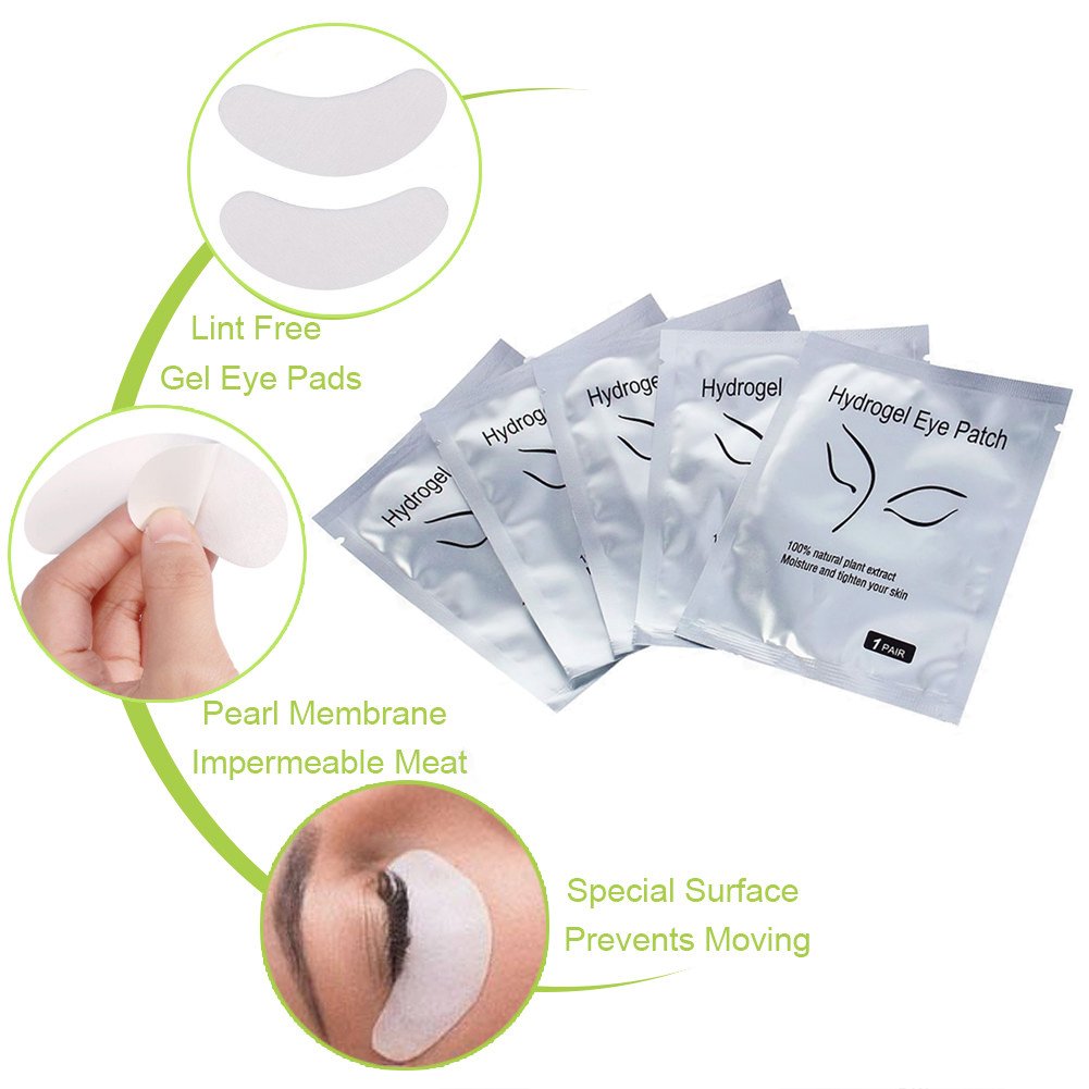 110 Pairs Eyelash Extension Gel Patches Kit, Lash Extension Lint Free Under Hydrogel Eye Mask Pads Beauty Tool with Transparent Cosmetic Bag