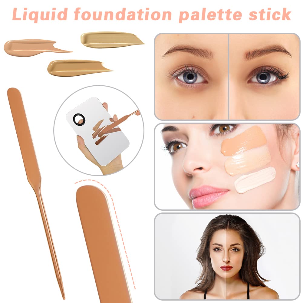 5PCS Makeup Mixing Palette, Stainless Steel Cosmetic Makeup Palette With Spatula Makeup Artist Tool, Professional Cosmetic Mixing Makeup Palette For Mixing Eye Shadow/Eyelash/Nail Art/Foundation