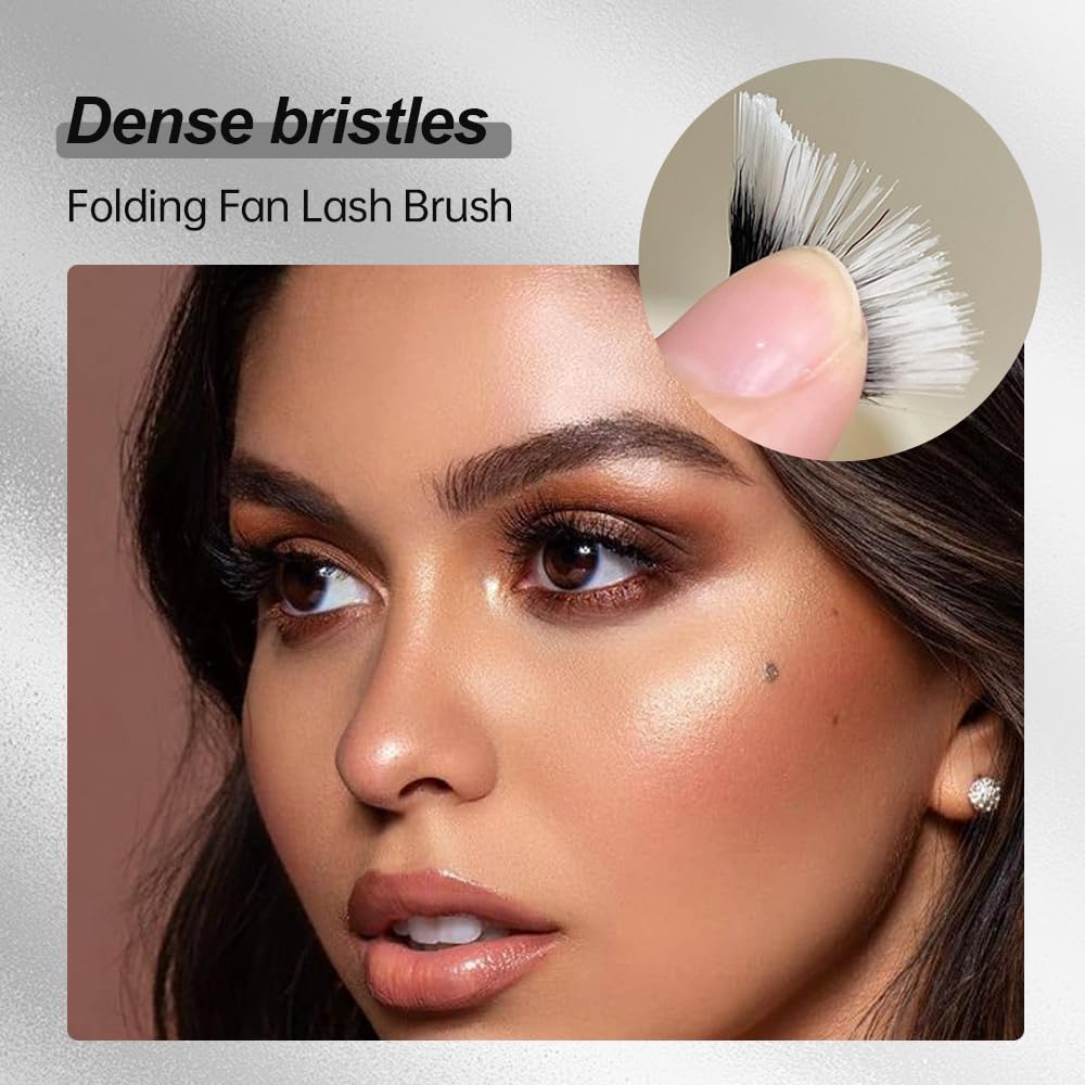 Folding Angle Scalloped Lash Brush, 2024 New Mascara Fan brushes for Lashes, Angled Eyelash Makeup Comb, Cosmetic Brushes Eyelash Separator Bent Applicators for Eye Lash Makeup (3 PCS)