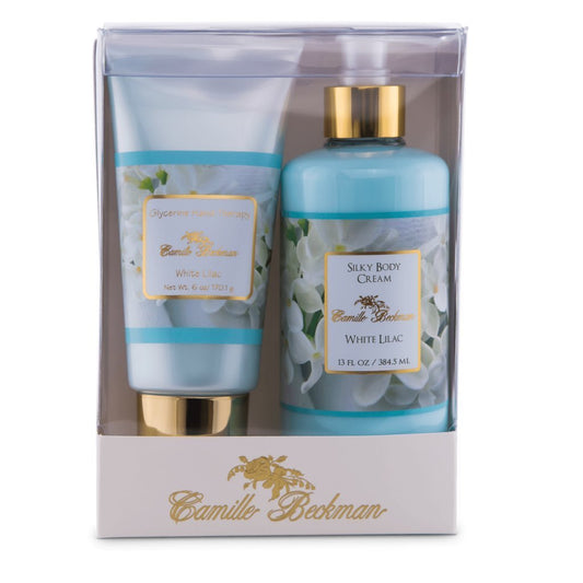 Camille Beckman Hand and Body Duet Set, Silky Body and Glycerine Hand Cream, White Lilac