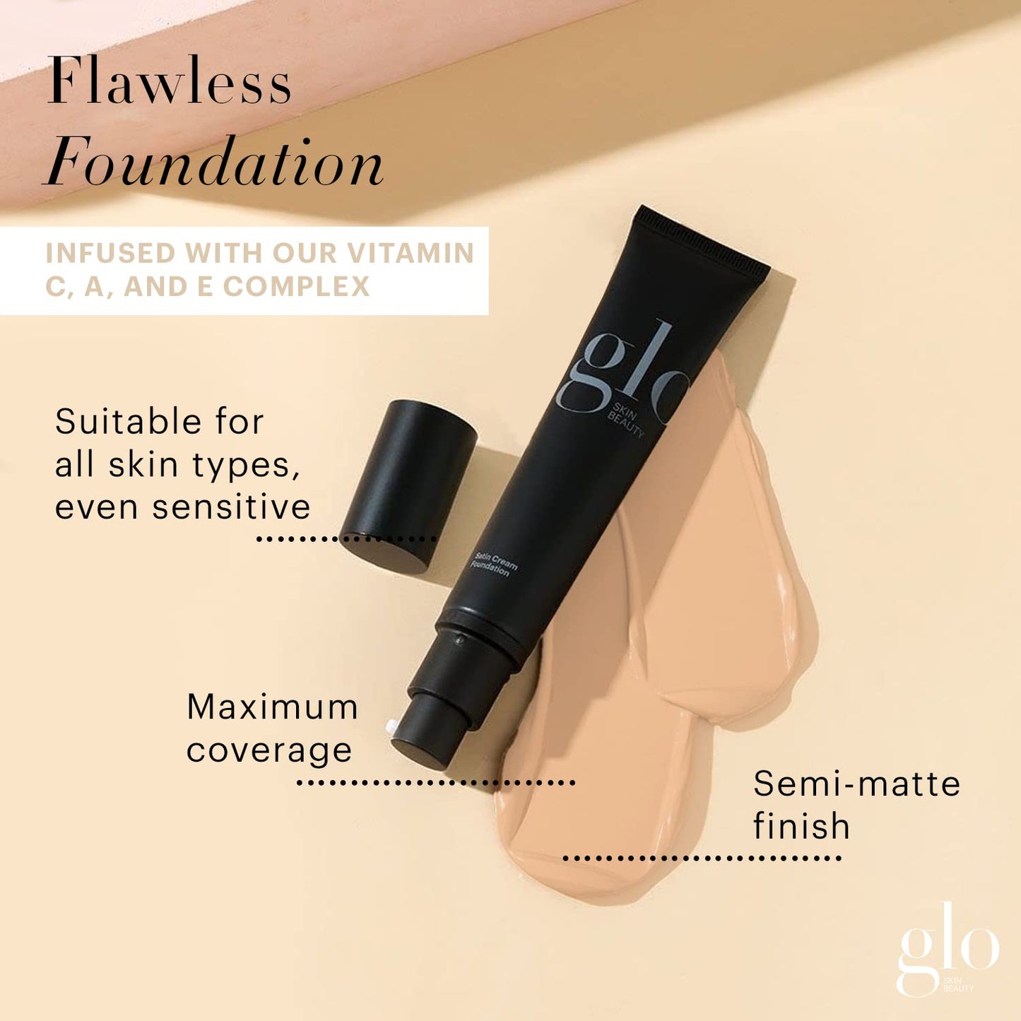 Glo Skin Beauty Satin Cream Foundation Makeup for Face, Golden Light - Full Coverage, Semi Matte Finish, Conceal Blemishes & Even Skin Tone