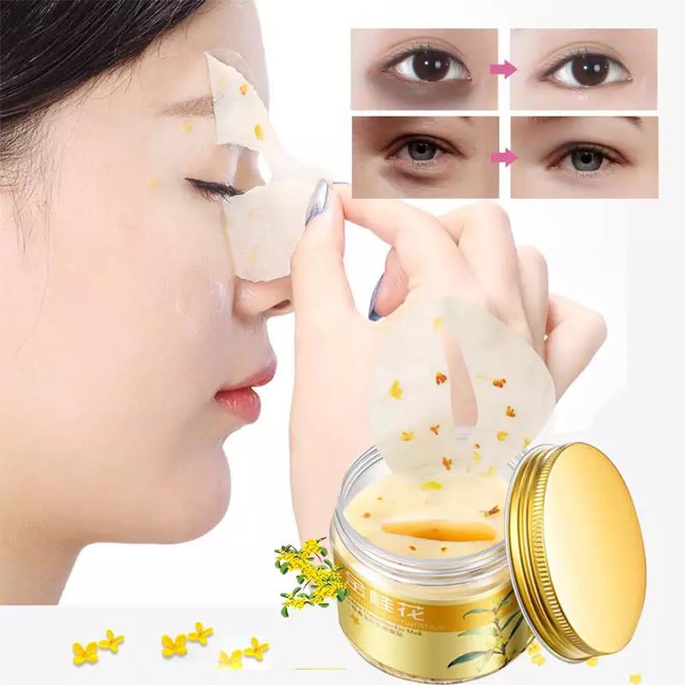 Gold Osmanthus Eye Mask,24K Gold Eye Patches for Puffy Eyes and Dark Circles,Reduce Under Eye Bags and Smooth Wrinkles,Moisturizing Eye Gel Pads,80Pcs