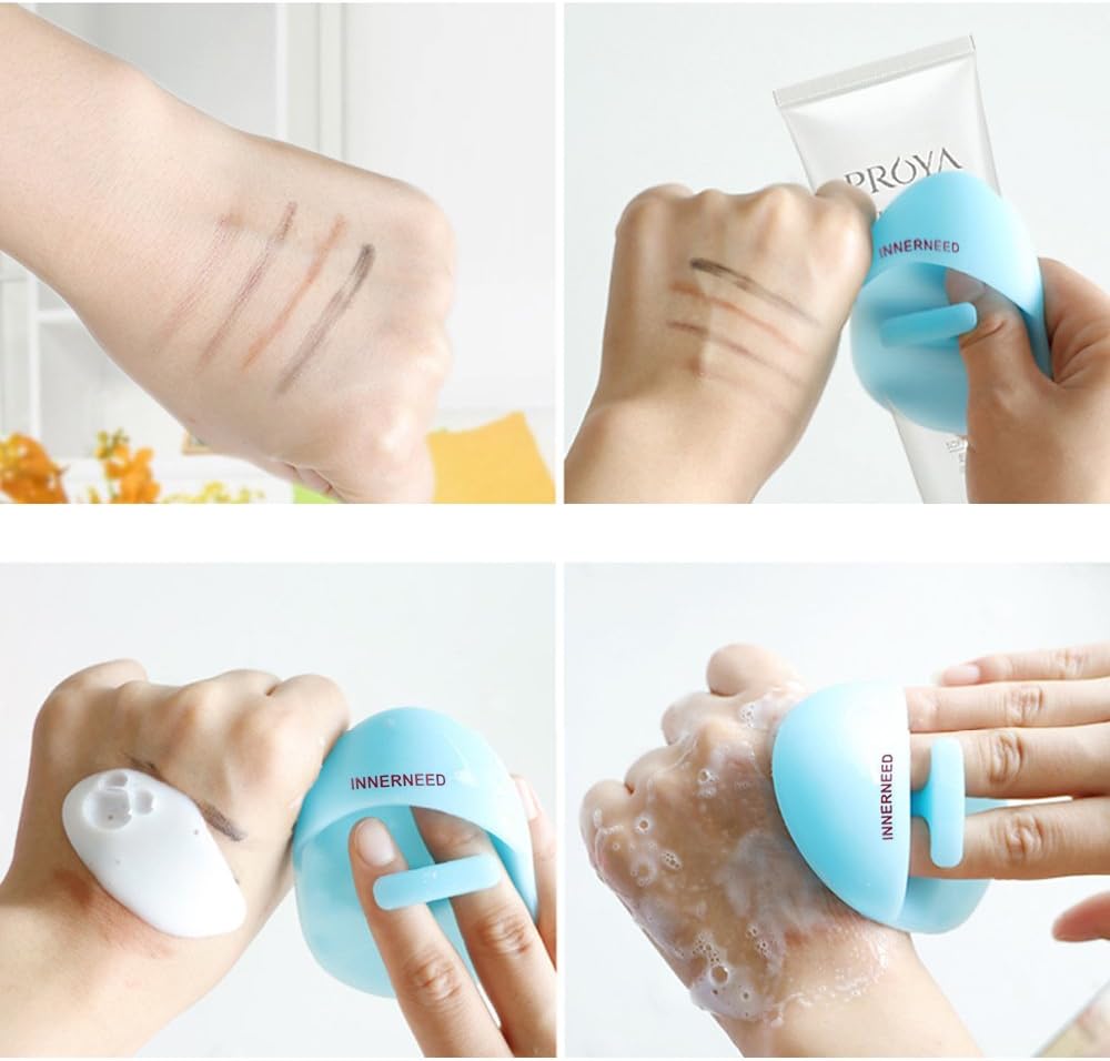 INNERNEED Soft Silicone Facial Cleansing Brush Manual Face Scrubber Exfoliating Massage Scrub Acne Blackheads Remove Handheld Pads for Sensitive, Delicate, Dry Skin (Pack of 2)