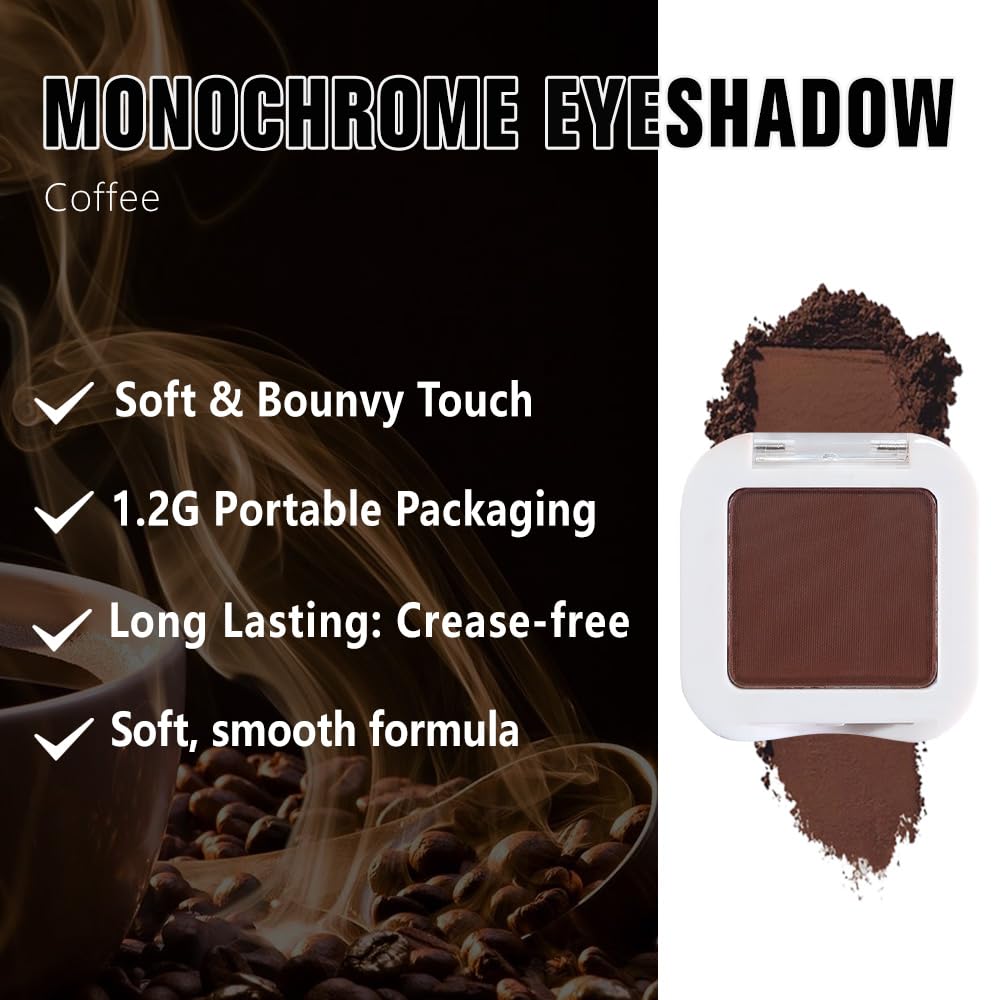 Coffee Brown Matte Eyeshadow – Smoked Eye Shadow, Daily Waterproof Long-Lasting Eyeshadow Powder Palette for Women Neutral Eye Makeup sombras para ojos (09)