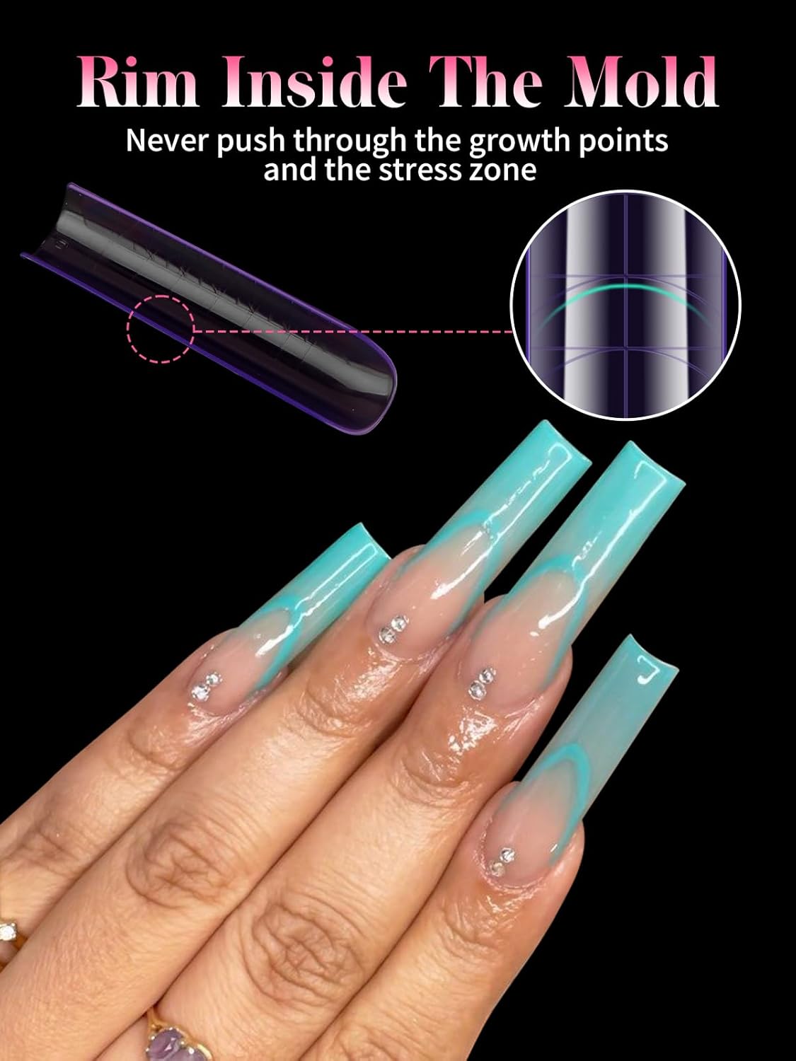 EBANKU Dual Nail Forms for Poly Extension Gel, 120 PCS Purple Square Nail Molds Reusable 12 Sizes Nail Extension Forms for Builder Gel Manicure Design Salon DIY