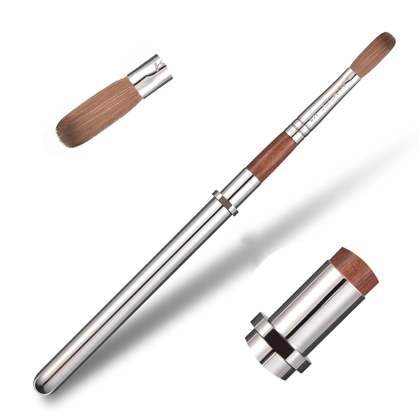 KADS Acrylic Nail Brush with Penholder Nail Brush for Acrylic Application-Oval Shaped Powder Nail Design Tools for Professional Manicure DIY Home Salon (16#)