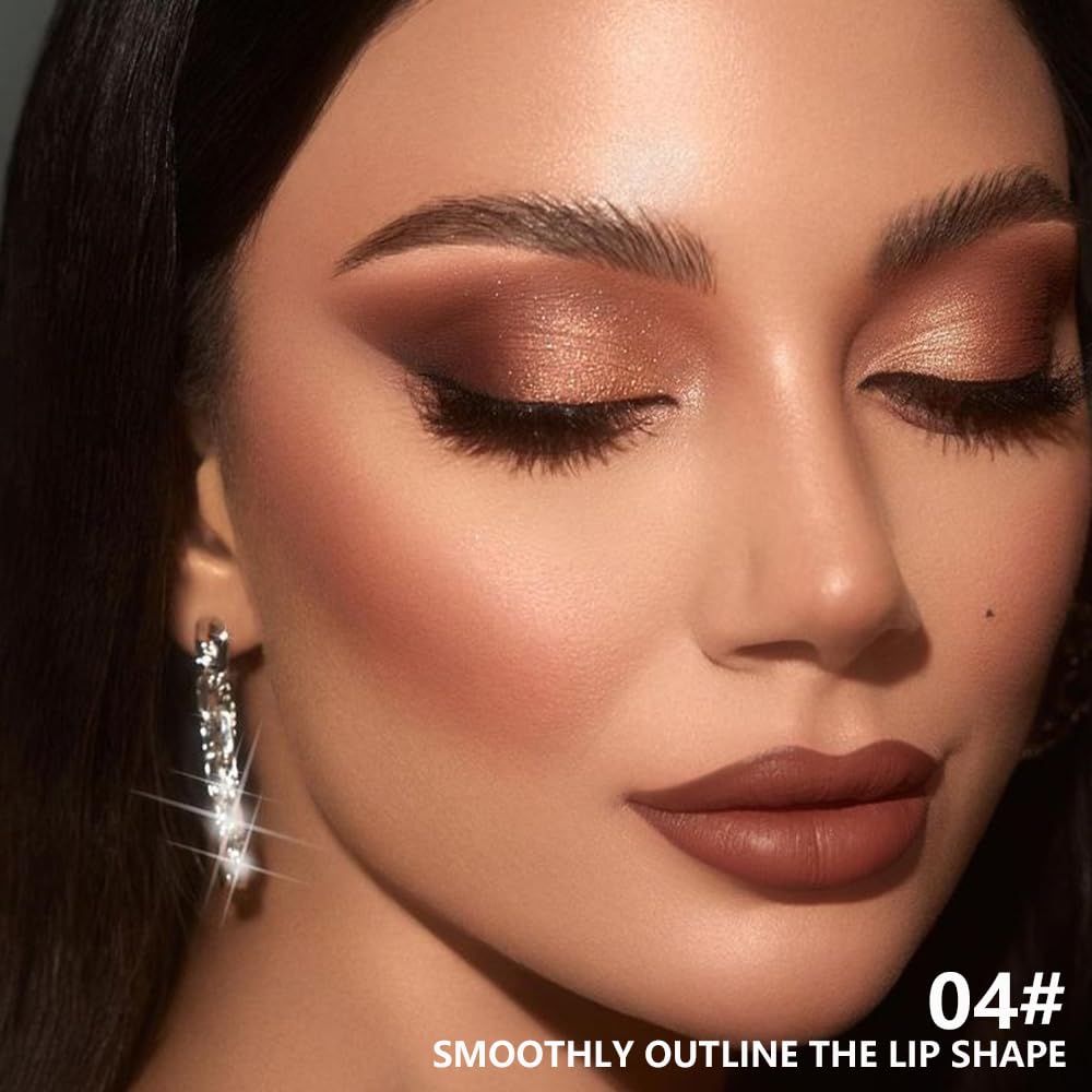 Matte Lipstick Crayon for Women, Maroon 24 Hour Lipstick Lip Liner Pencil, Neutral Lip Stick Lipliner Long Lasting Waterproof Smudge Proof, Vegan & Cruelty-Free, 04