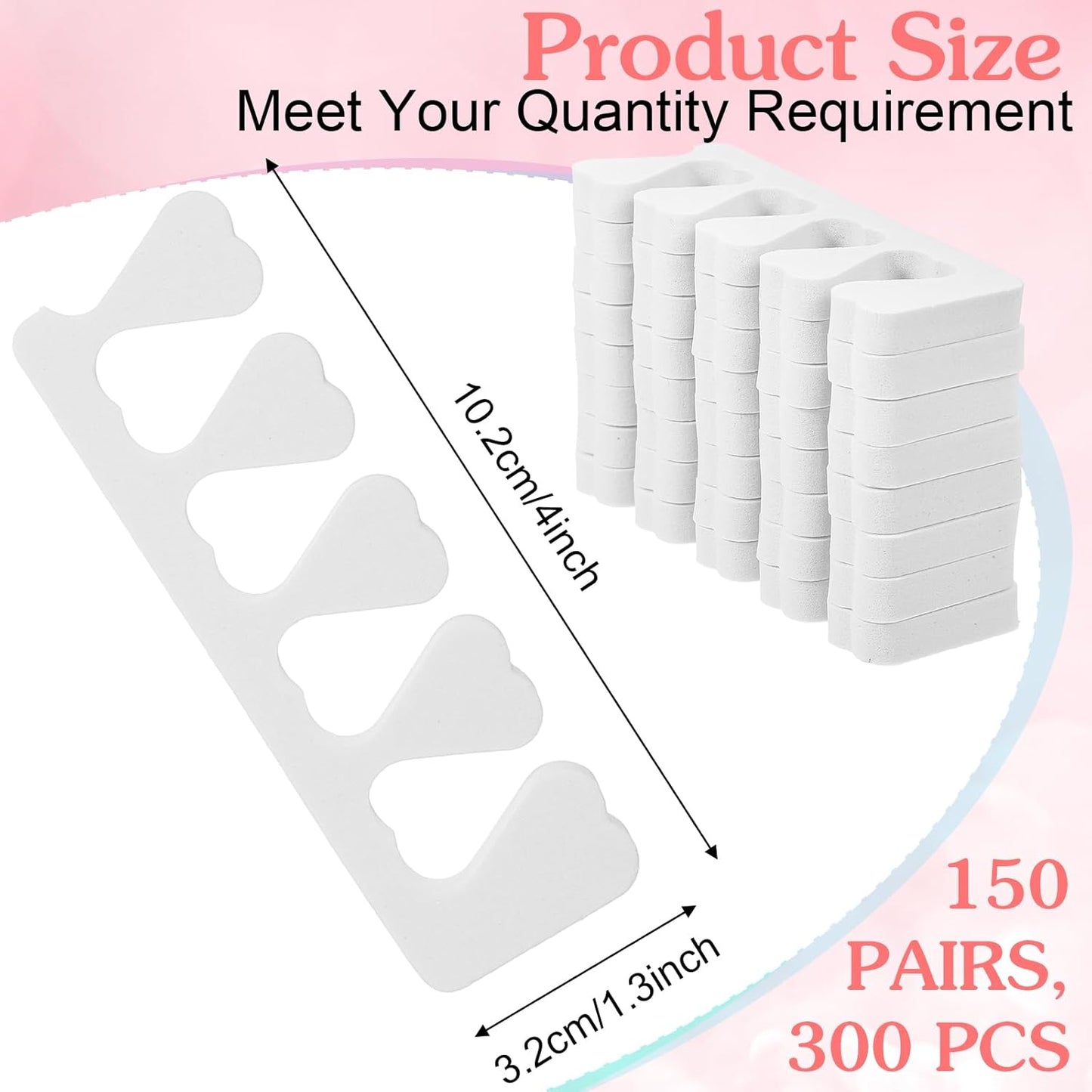 300 Pcs Toe Separators for Nail Polish Bulk Toe Separator Pedicure Correct Foot for Men Women Nail Polish Comfy Soft Pedicure Supplies(White)