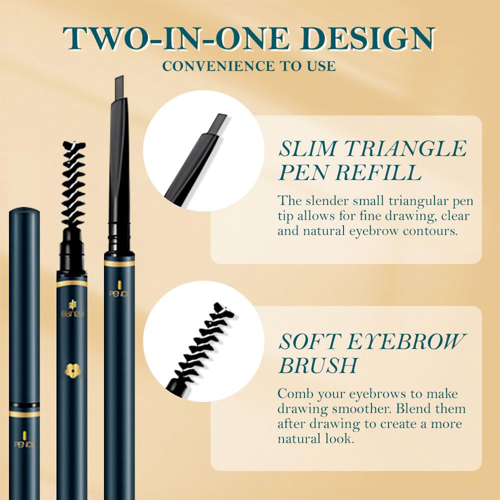 5 PCS Waterproof Professional Makeup Micro Brow Pencil,Brow Kit with Eyebrow Brush,Ultra-Fine Mechanical Pencil,Eyebrow Pencils for Women, (C04#Grey, 5Pcs)