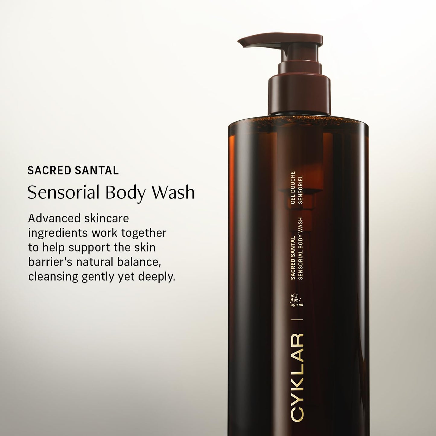 Sensorial Body Wash. Sacred Santal Hydrating Cleanser with Moisture Locking Multi-Oil Complex, Sodium PCA and Glycerin. Nourishing Shower Gel for Women and Men, 16.5 Fl Oz Luxury Bodywash