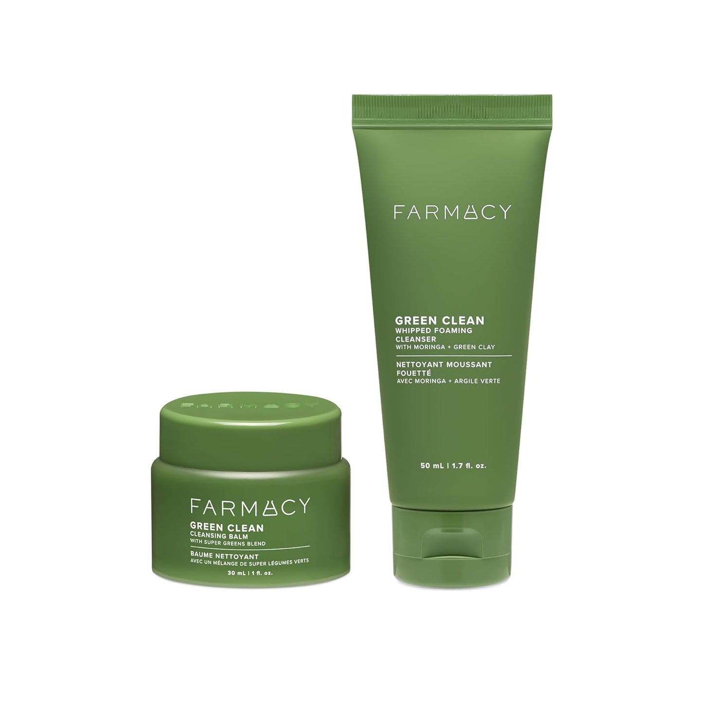 Farmacy Deep Double Cleanse Skincare Gift Set - Green Clean Makeup Remover Cleansing Balm & Whipped Foaming Face Wash for Oily Skin - Melts Away Makeup & Helps Promote Healthy Skin (2 Count)