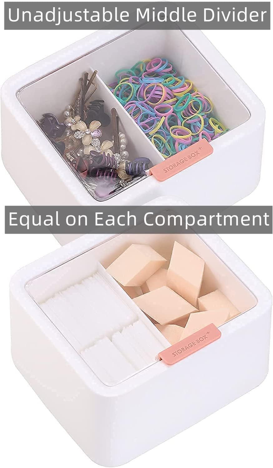 Tecbeauty 2 Slot Cotton Swab Ball Qtip Holder Jar Plastic Container Dispenser Box with Hinged Lid for Bathroom Home Storage Organizer