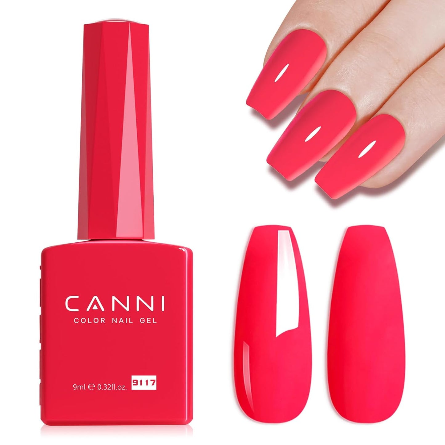 CANNI Pink Gel Polish - Hot Pink Color, 1Pcs U V Gel, Gloss Soak Off For Salon & DIY French Nail Manicure