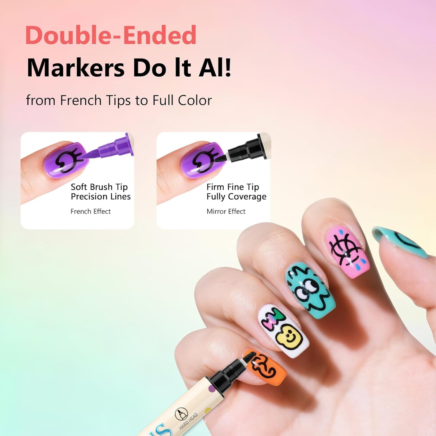 12 Colors Nail Art Pens Set, 3D Nail Polish Pens Quick-Drying Acrylic Paint Markers,For Nail Art Drawing Painting Nail Point Dotting Liner Pen, Nail Design Kit Manicure Tools Home & Salon DIY
