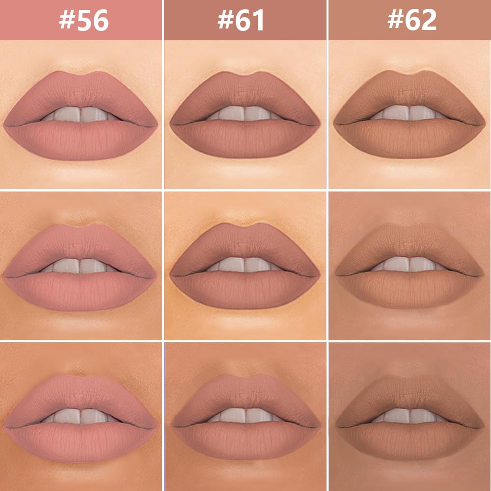 evpct 3Pcs Pale Neutral True Nude Matte Lip Liner & Liquid Lipstick Stain Makeup Set for Women, Lip Liner Stain Long Lasting Waterproof Smudge Proof, Cruelty Free Lip Makeup 24 hours originales labios