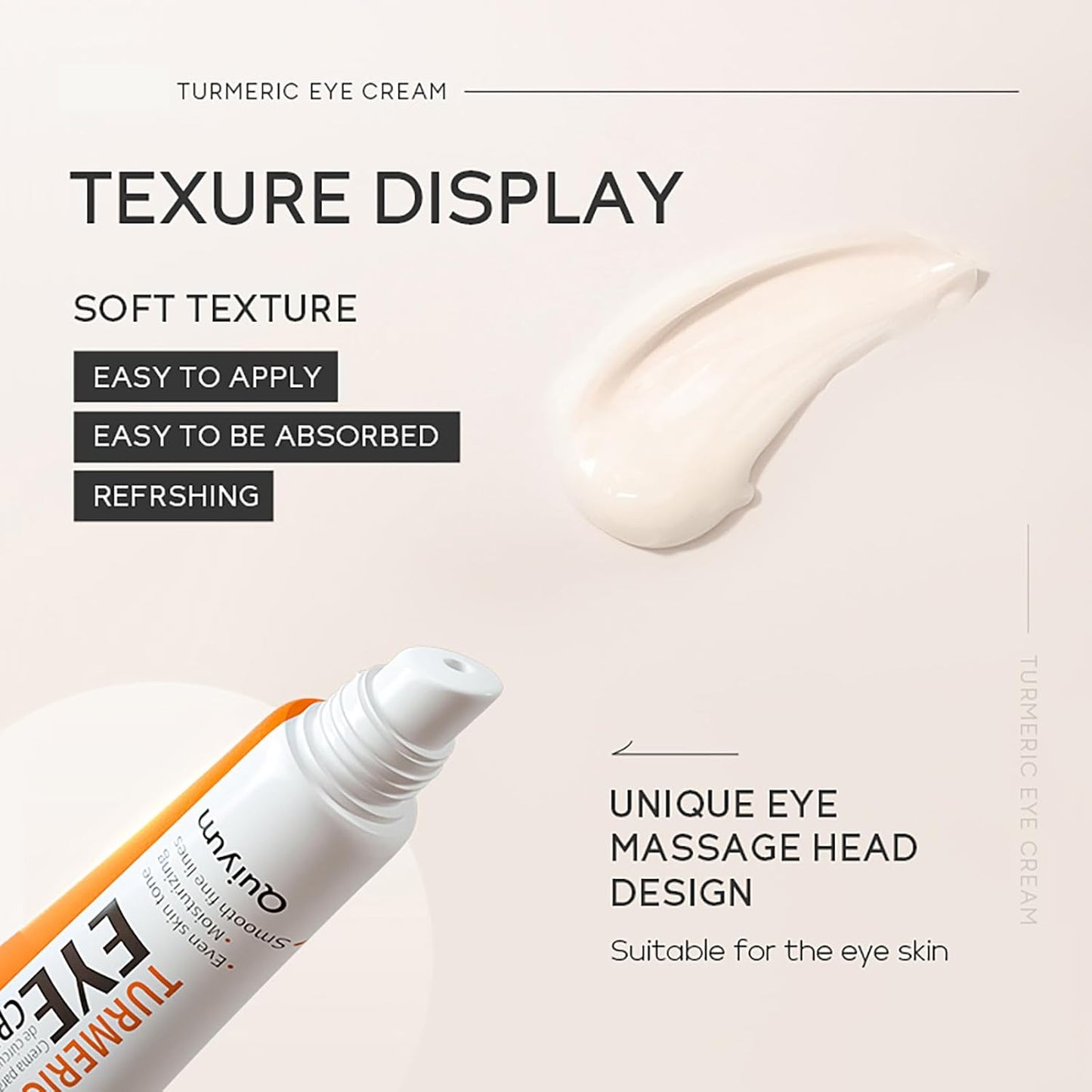 Turmeric Under Eye Cream, For Dull Eye Skin, Fine Lines, Eye Bags, Dark Circles, Eye Firming, Even Skin Tone, Hydrating, Moisturizes, Smooths Fine Lines Under Eye Serum, Turmeric Booster Eye Treatment Eye Cream