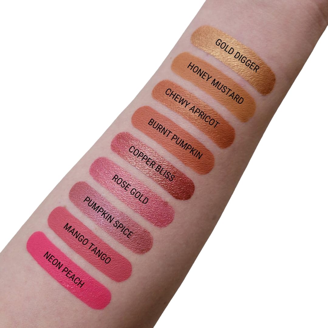 Aromi Burnt Pumpkin Metallic Liquid Lipstick | Orange Gold Lip Color with Shimmery Finish, Vegan, Cruelty-free, Long-lasting, Waterproof (Chewy Apricot)