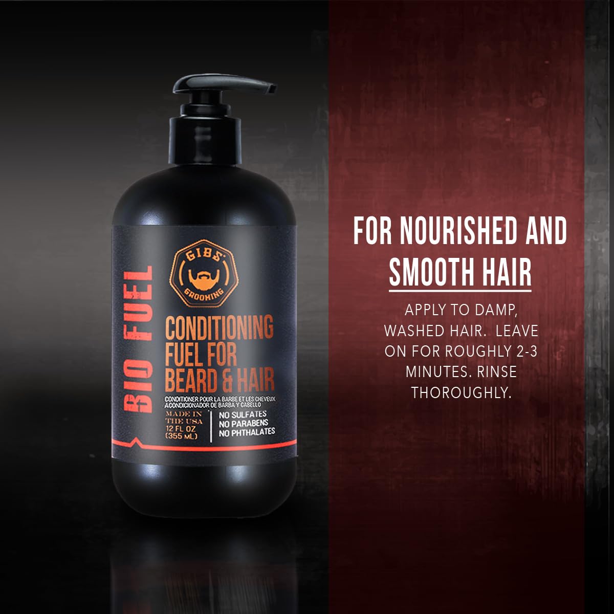 GIBS Grooming Biofuel Conditioning Fuel for Beard & Hair, 12 Fl Oz(Pack of 1)