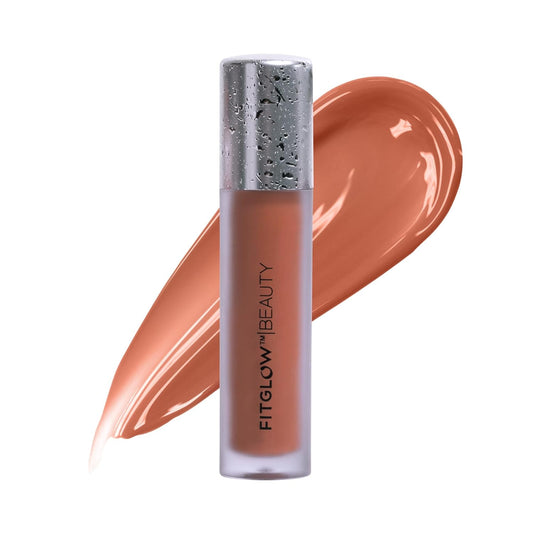 FITGLOW Beauty Lip Colour Serum | Hydrating Lip Gloss | Plumping Anti-Aging Lip Treatment | Natural Shine with Pomegranate Sterols & Collagen | Buildable Color for Dry Chapped Lips | Carotene - 10g