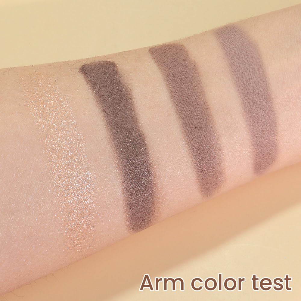 4 Colors Matte Shimmer Eyeshadow Palette for Eye Makeup, Rose Gold Dark Brown Gray Eyeshadow Quads Velvety Pigmented Blendable Matte, Talc-Free