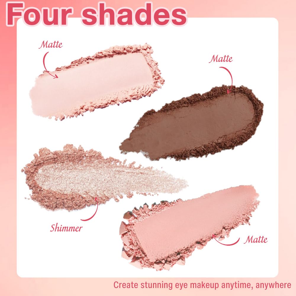 4Colors Eyeshadow Makeup Palette,Nude Gold Brown Natural Neutral Powde Eye Shadow Palette for Older Women,Long Lasting Naturing-Looking,Lightweight,Waterproof,Eye Makeup Kit Travel Size