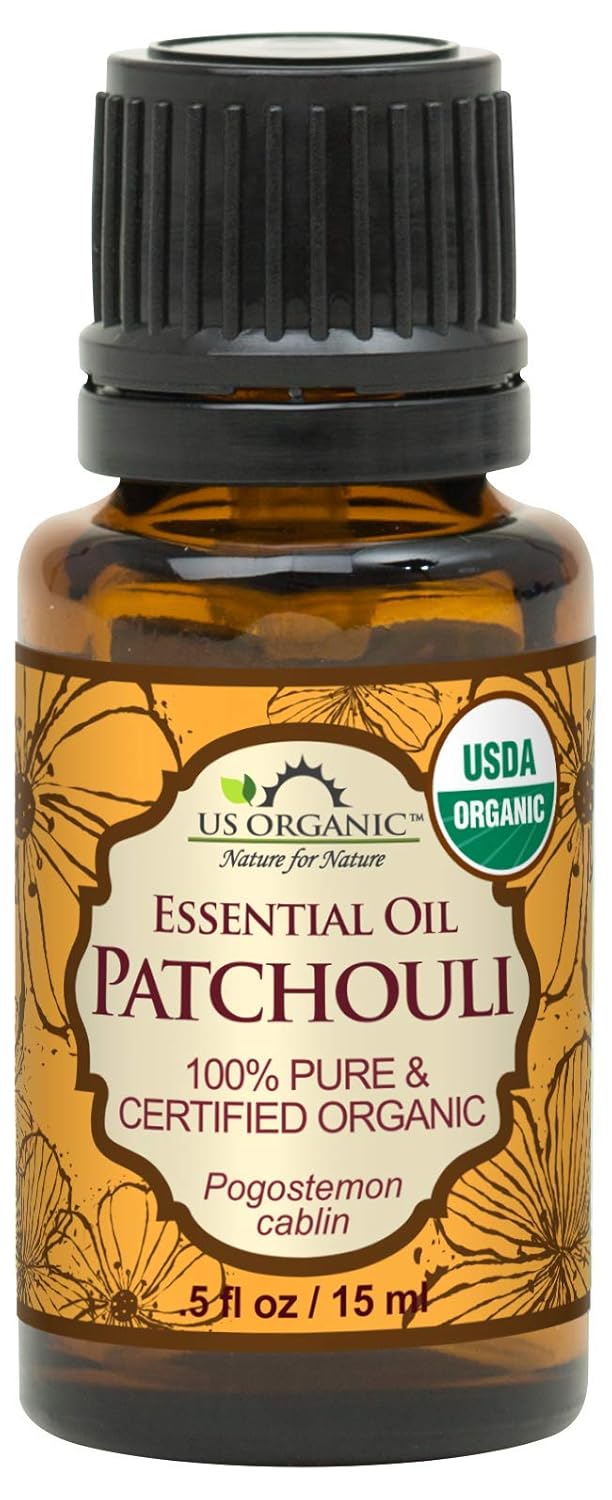 US Organic 100% Pure Patchouli Essential Oil - USDA Certified Organic, Steam Distilled - W/Euro droppers (More Size Variations Available) (15 ml / .5 fl oz)