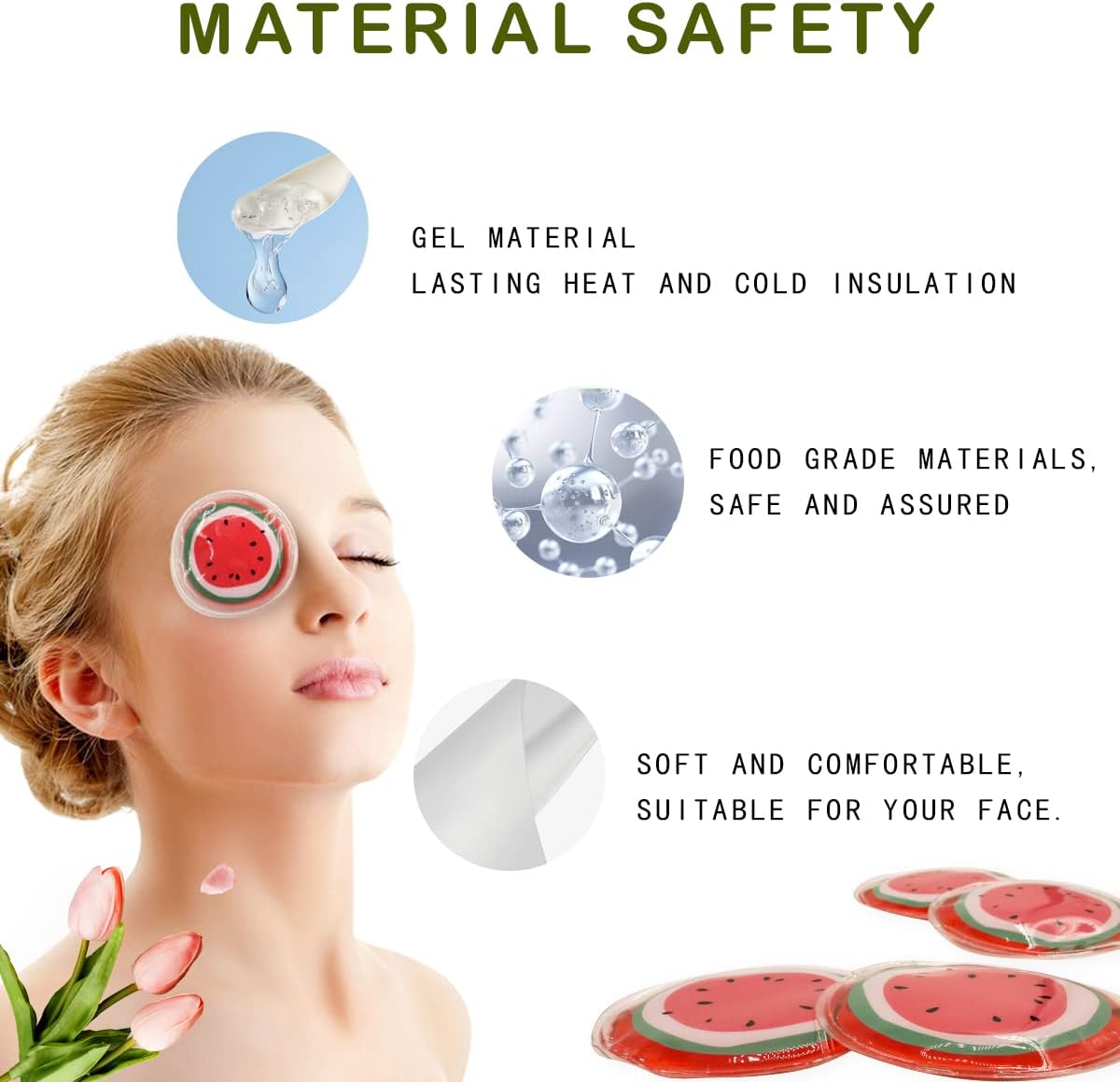 Reusable Eye Gel Pad, Eye Cream Ice Bag, Gel Eye Mask, Alleviate Eye Fatigue, Cool Eye Mask, Hot Compress and Cold Compress, Used for Eye Strain, Smooth Fine Lines and Eye Recovery Surgery (4 pcs)