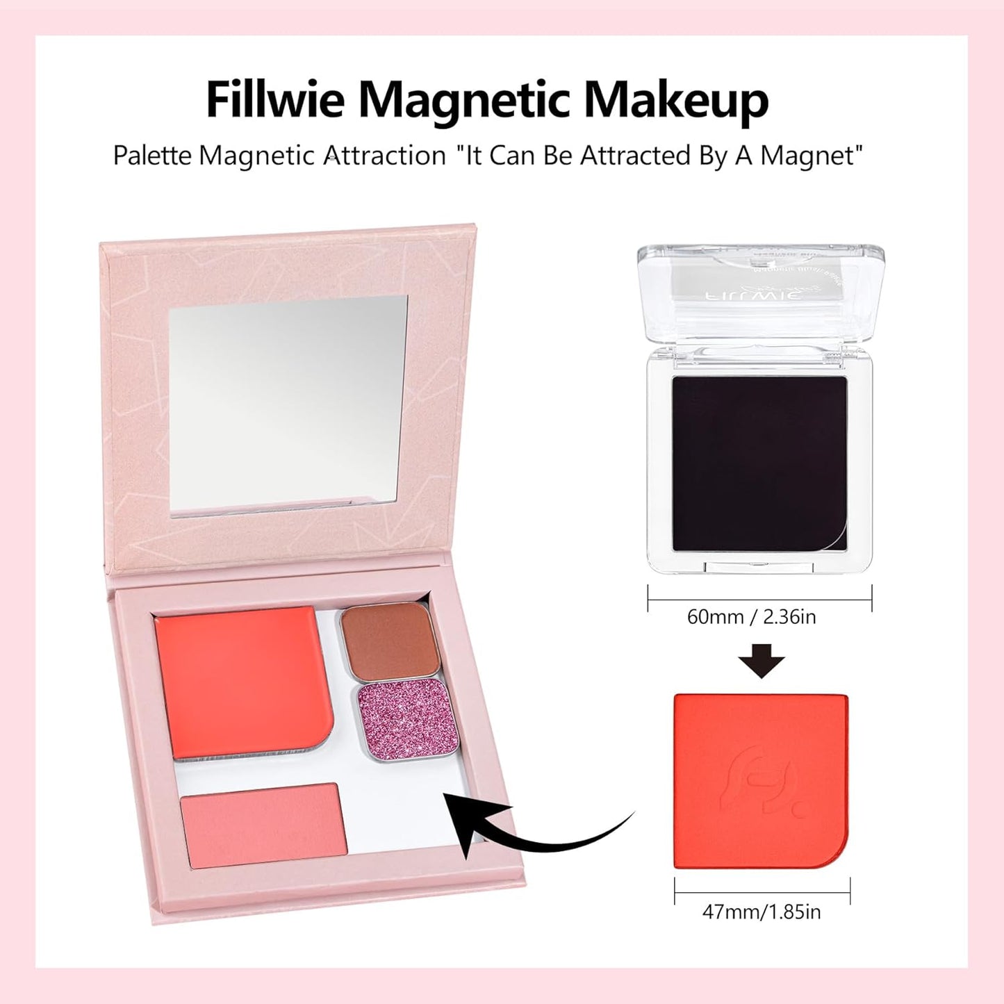 Blush Palette Duo – Cream & Powder Blush Set in Orange Red, Long-Wearing & Moisturizing, Easy to Blend, Radiant Coverage for Cheeks, Eyes & Lips, Magnetic Palette Compatible (2-Pack, Cherry Rush)