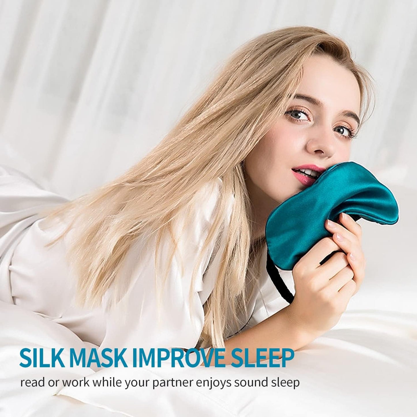 2-Pack 100% Real Natural Silk Eye Mask, Silk Sleeping Mask, Shade Puffy Eye Gift with Adjustable Straps, Sleep Eye Mask, SHJINJU Eye Mask Shade (Black and Light Grey)