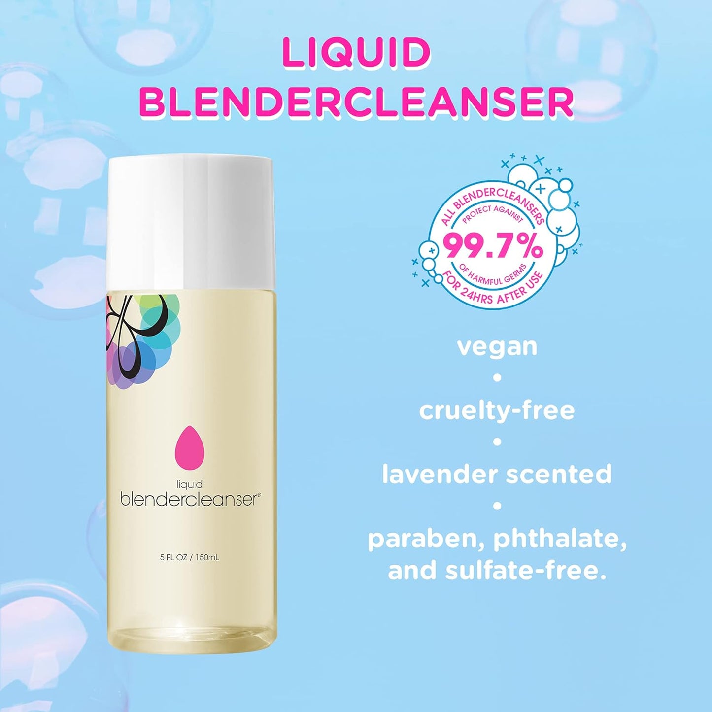 BEAUTYBLENDER Liquid BLENDERCLEANSER for Cleaning Makeup Sponges, Brushes & Applicators, 3 oz. Vegan, Cruelty Free and Made in the USA