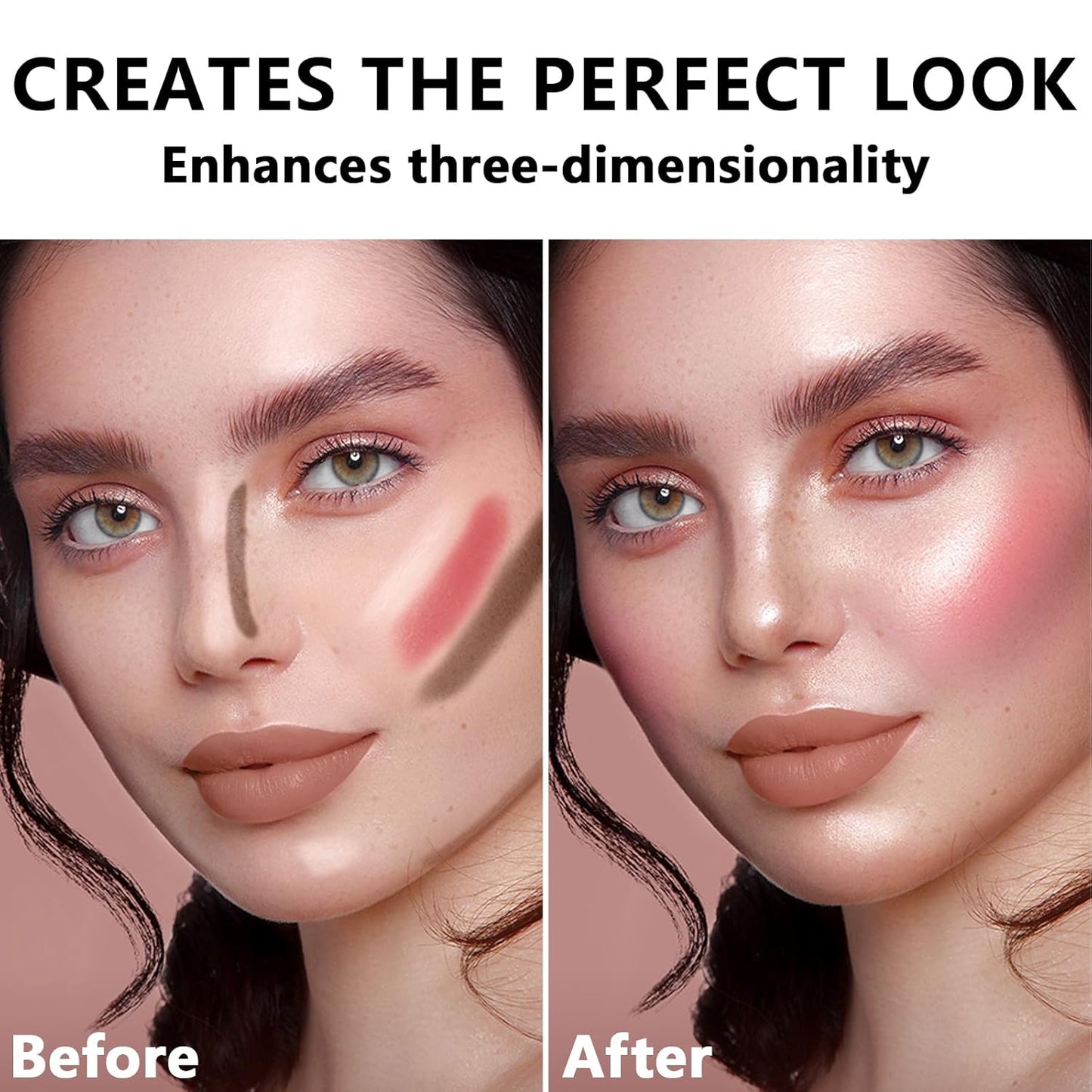 3 Pcs Contour Stick, Highlighter Stick, Blush Stick, Cream Contour Kit with Contour Brush, Create Face Contour, Non-greasy, Waterproof Long-lasting Effect for Women (2+5+6,LIGHT MEDIUM)