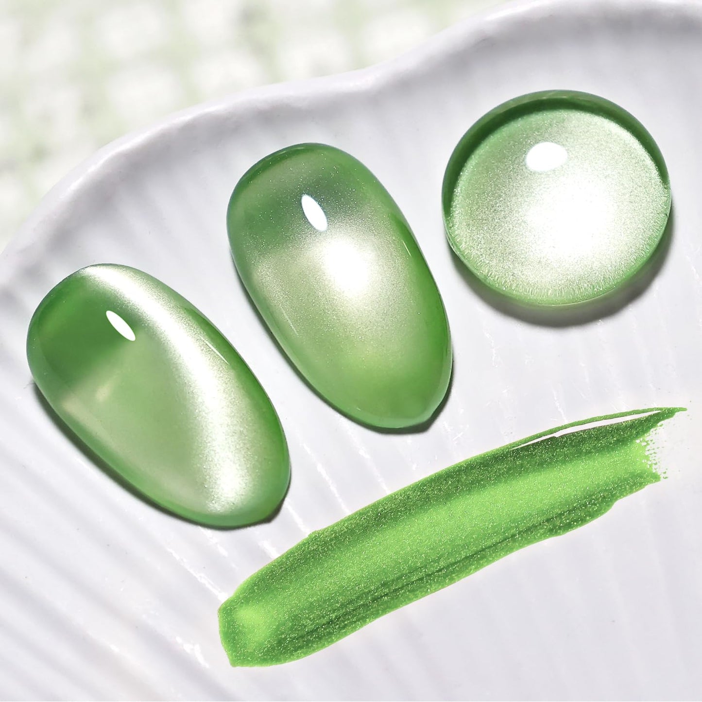 JODSONE Cat Eye Gel Nail Polish 16.5ml Light Green Single Colors for Holographic Glitter Cat Eye with Magnet at Home DIY Need U V Lamp